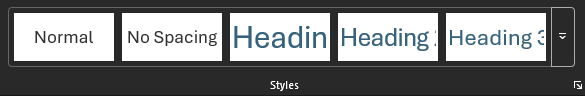 A screenshot of the Word Styles selector.